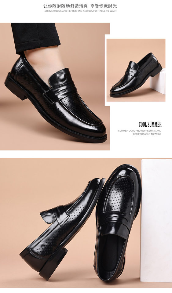 Sandal nam da bò lớp đầu khoét lỗ thoáng khí, đế bằng gỗ tự nhiên, kiểu lười — Sandal màu nâu, Sandal đen chi tiết 15