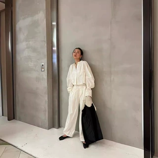 乾鹤春夏新款日系简约时髦设计感ins博主时髦休闲裤宽松显瘦长裤