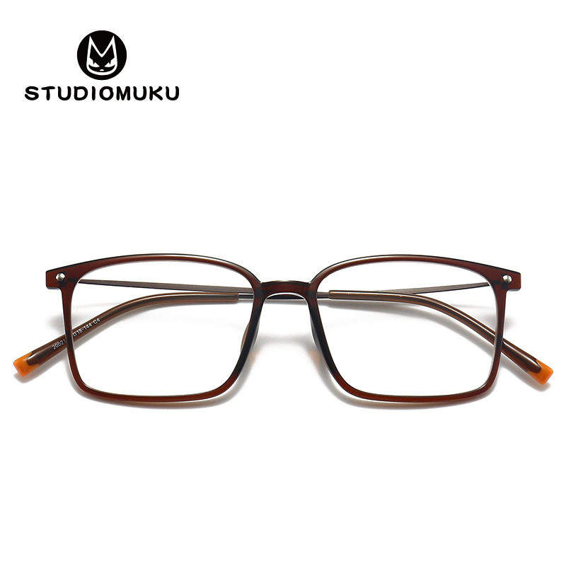 Studiomuku mu fresco gafas retro cuadrado marco grande miopía gafas ultra-luz nacional moda grande cara gafas marco image 7