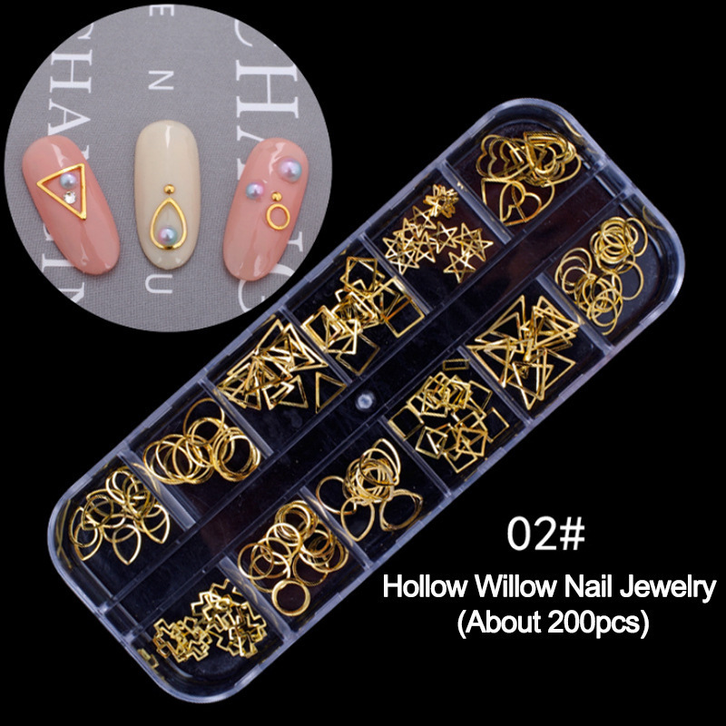 Nail Art Accessories Small Acrylic Irregular Flat-Back Rhinestones Metal Beads Sequins Mother-Of-Pearl Pearls Gold Foil Rhinestones