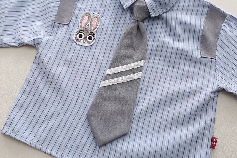 Jungen 2024 Neue Frühling und Herbst Hübsche Kinder College Stil Krawatte Streifen Zwei Stück Set Baby Kleidung Trendy_voghion.com