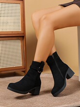 K 36328 Thick Sole Chunky Heel Boots ��״ָ���ѥ �羳ŷ