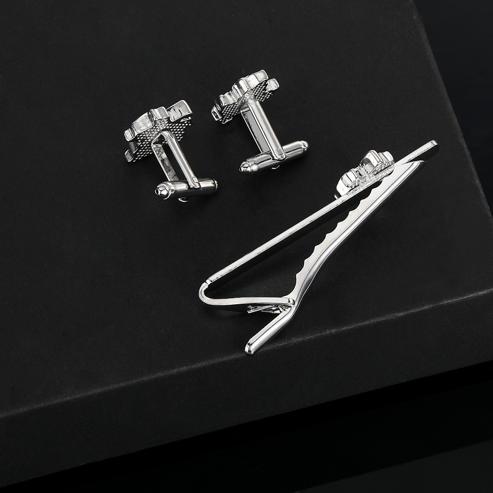 accessories Simple maple leaf cufflinks tie clip set business fashion rust nail alloy cufflinks_voghion.com