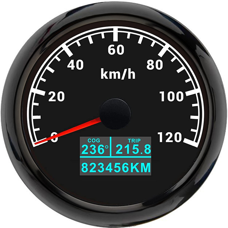 Meter 12V 24V – Motuoche automobile instrument - black-bezel-black-face-120kmh
