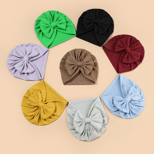 New style export trade infant and toddler jacquard hat bow head scarf hat baby India hat girl princess hat export trade source 
