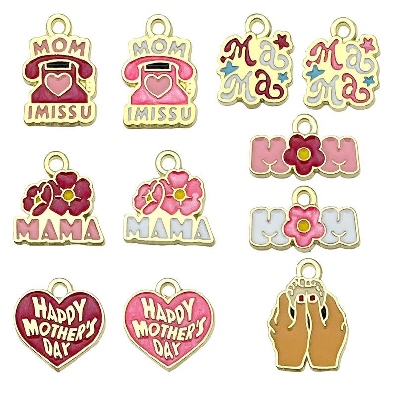 Amazon Mother's Day Mama Love Small Pendant Pendant Oil Dropping Alloy Jewelry DIY Bracelet Necklace Keychain Amazon Mother's Day Mama Love Small Pendant Pendant Oil Dropping Alloy Jewelry DIY Bracelet Necklace Keychain