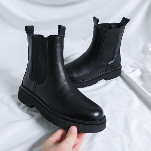 Large size autumn and winter Martin boots 45 men's Korean style Chelsea men's boots 46 British style plus velvet high-top shoes 6032-L