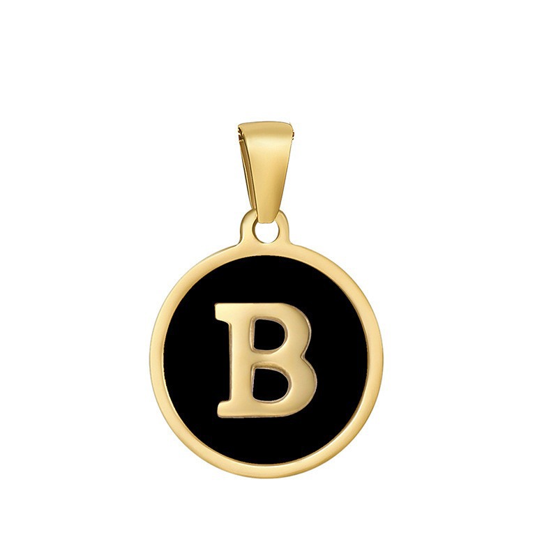 4g Weight Pendant Jewelry Making Type 16mm Jewelry Making Size DIY Jewelry Accessories Classification 1 Piece Quantity 304 Stainless Steel Material Letter, Word Pattern Classic Style Style Enamel, Plating Craft Black Color 1 Piece 16mm 304 Stainless Steel Letter Word Pendant DIY Jewelry Accessories 2