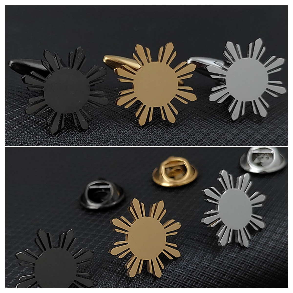 New European and American Style Sunflower Men's Brooch Cufflinks Suit Dress Accessories Personalized Versatile Clothing Birthday Gift