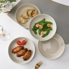 Dinner plates and bowls for home use 2024 new European style vegetable plates microwaveable dinner plates ceramic deep plates trendy vegetable plates without