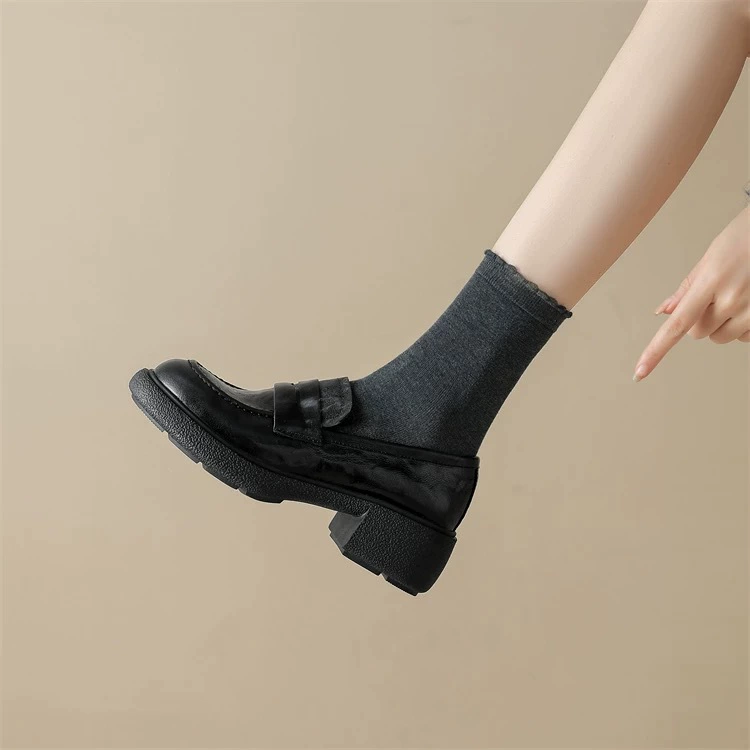 Rings King рекомендуется! Гигантский хорошо носить ~ Ретро JK Academy Туфли на толстом каблуке туфли на одном каблуке Маленькие кожаные туфли в британском стиле