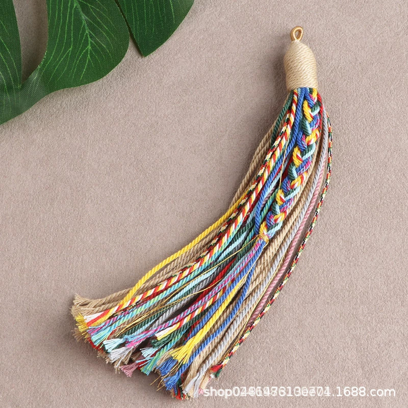 Long Braided Cotton Thread Tassel Pendant Keychain Ethnic Style Xizang Tassel DIY Jewelry Tassel