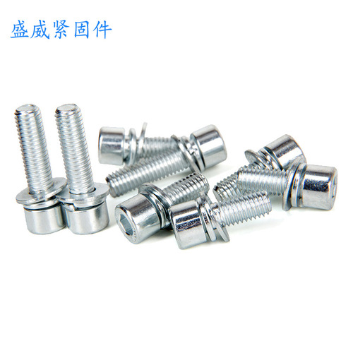 Grade 8.8 cylindrical head hexagonal three-combination screws galvanized cup head hexagonal three-combination screws