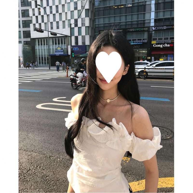 Cross-Border [Plaid Weave] French-Style Rolled-Edge Jacquard Off-Shoulder Short-Sleeve T-Shirt for Women, Summer Design, Short Style