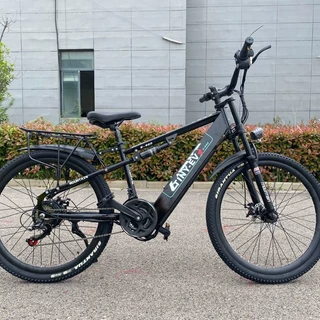 黑色高碳钢两轮车骑行视频26寸男女通勤时尚电动山地48V350W13安