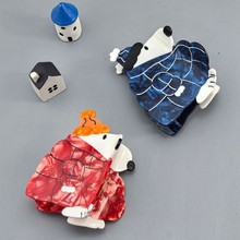 锌琦发饰新款羽绒服小熊抓夹高级感小众甜品醋酸鲨鱼夹发饰女发抓