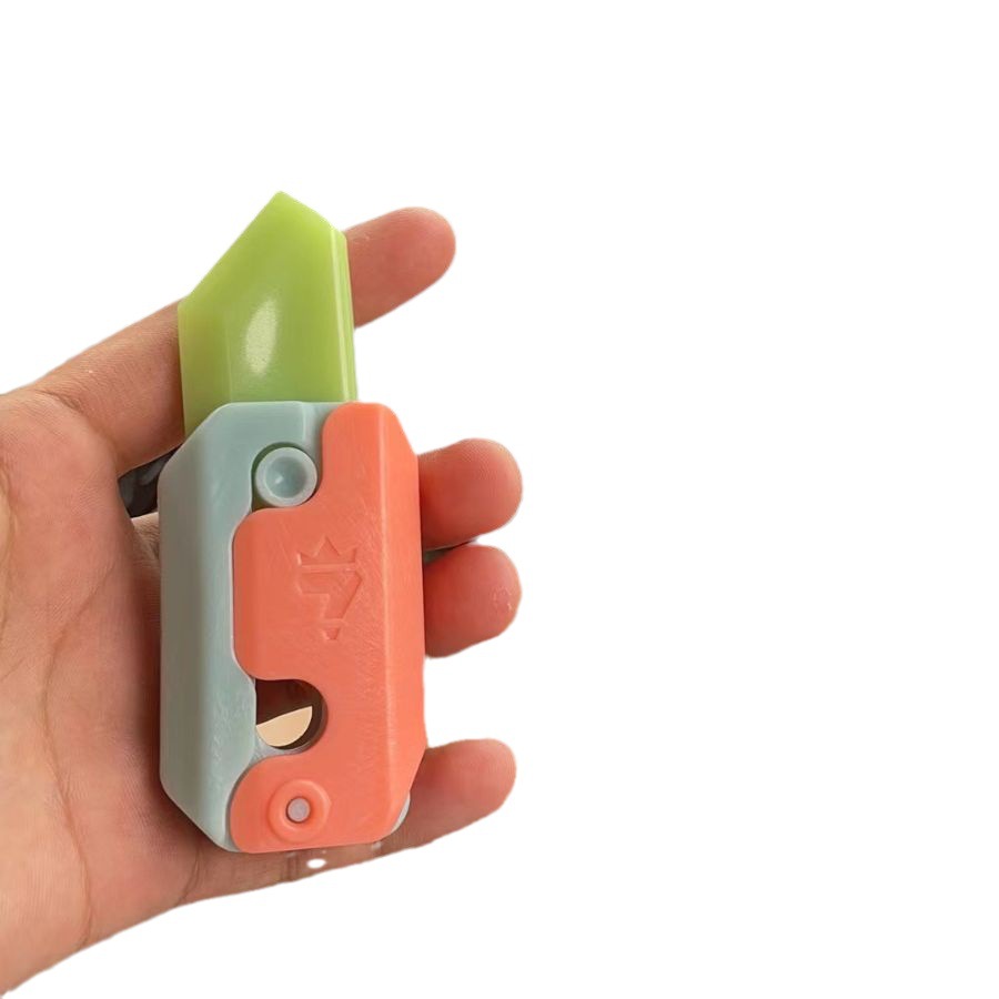 Cuchillo de rábano luminoso cuchillo de zanahoria luminoso Internet celebridad fluorescente plegable mini impresión 3D gravedad directa saltar cuchillo juguete