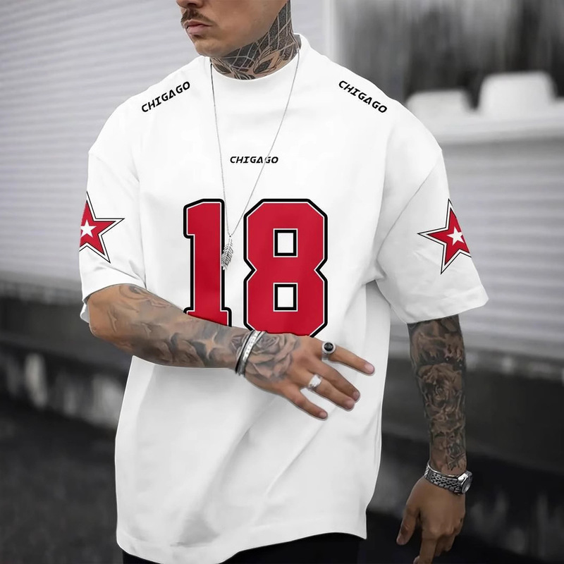 Cross-border Mesh Breathable 3d Digital Short Sleeve Men's Hot Selling Digital Printed Ball Suit T-Shirt hiphop Street Trendy Sweatshirt
