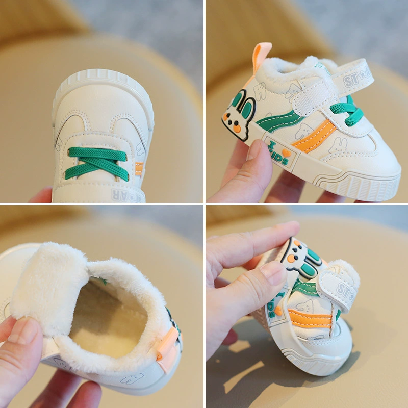 Winter children's fleece cartoon footwear for early age, shoes, sneakers, soft sole, 2 years