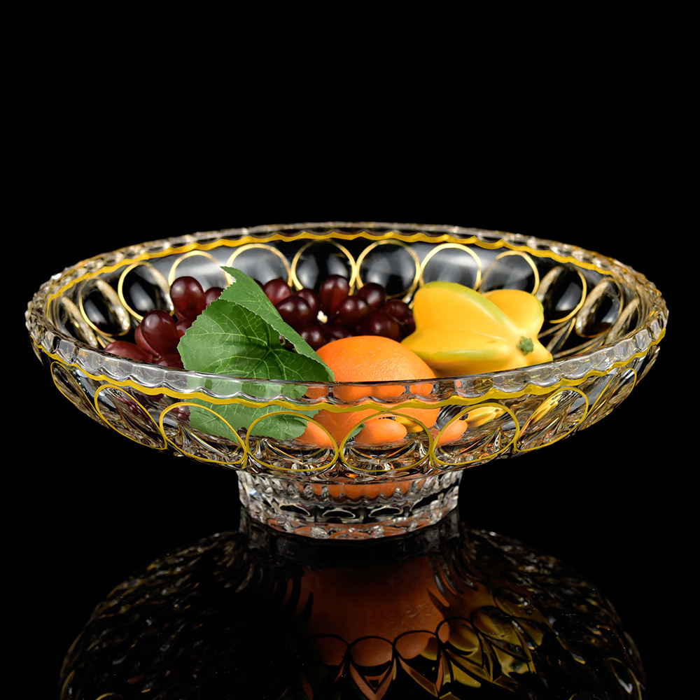 新款波西米亚八字花手工描金果盘 家居软装轻奢摆件装饰创意果斗