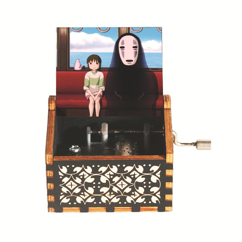 木製手回しオルゴール千と千尋の色絵オルゴール精巧な彫刻工芸品の優雅なプレゼント置物|undefined