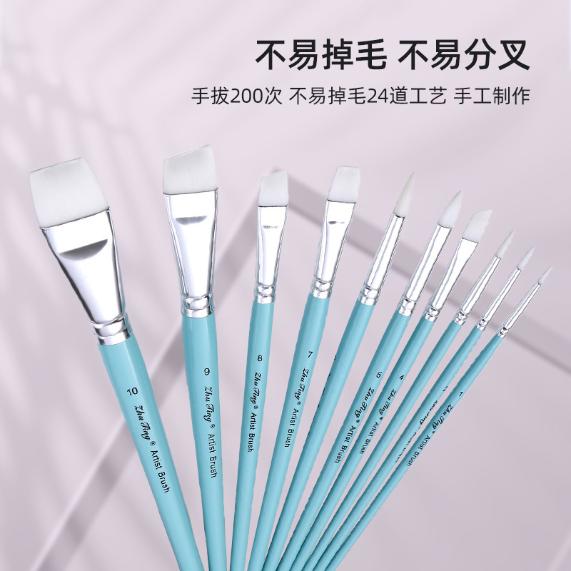 Ventas transfronterizas calientes de pintura facial cepillo de teñido de color de agua cepillo de línea de pincel de dibujo profesional de 10 piezas