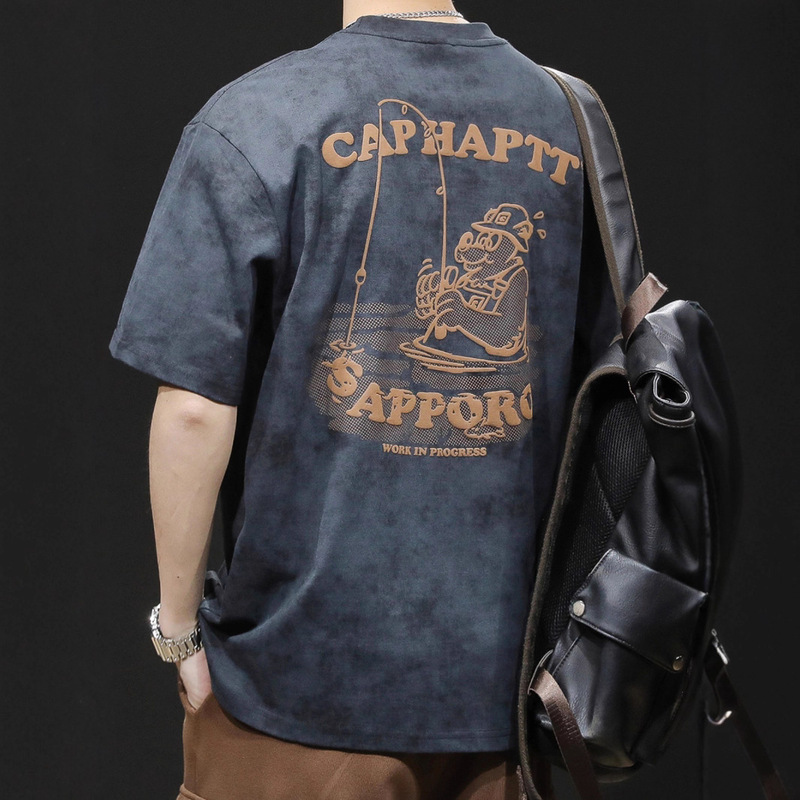 Heavyweight Short-Sleeve T-Shirt for Men, Loose Fit, Plus Size, Trendy Brand, Summer 2026 New Style, Men's Pure Cotton Clothing