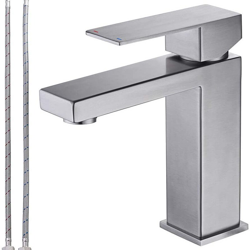 Square bathroom faucet brushed nickel single hole basin faucet toilet dressing table faucet