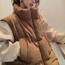 加厚羽绒马甲女2025秋冬新短款立领白鸭绒韩版面包服背心宽松马夹