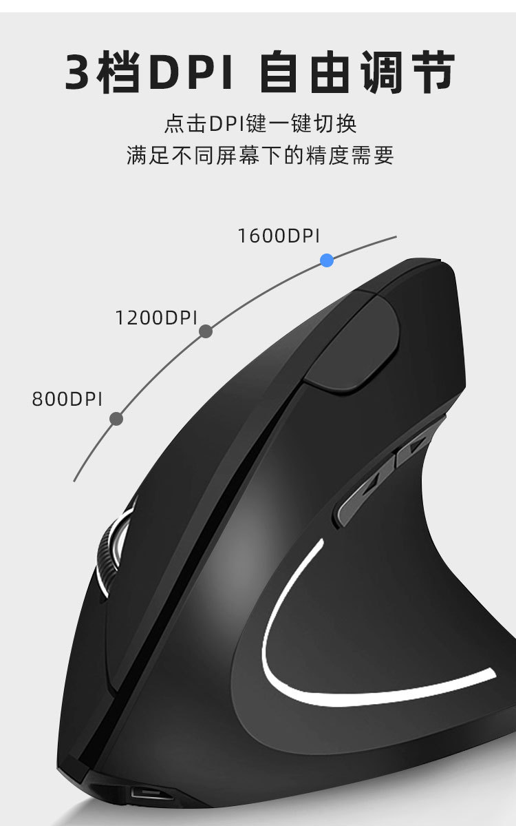 Kablosuz 2.4G dikey beşinci nesil sağ el pil şarjlı kablolu mouse Amazon yaratıcı üretici toptan satış