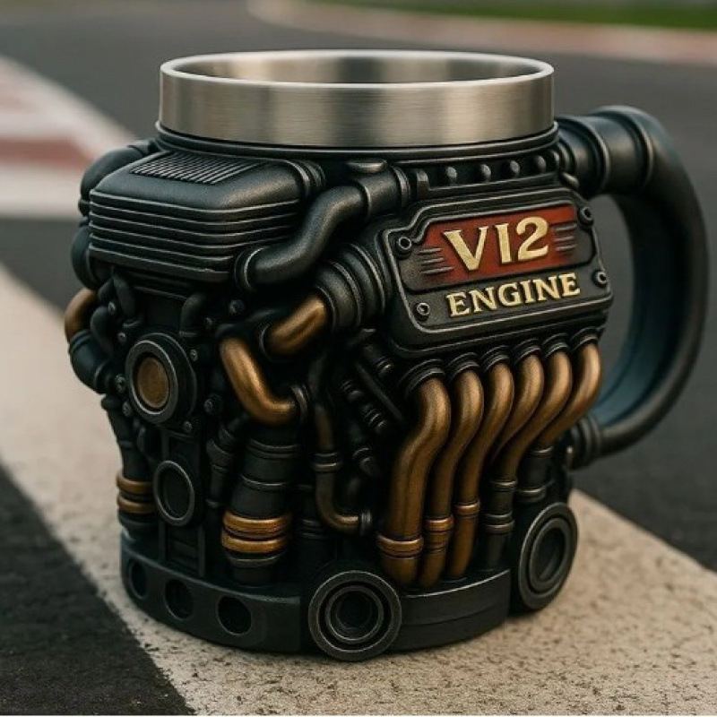 クロスボーダー製品 V12 エンジン樹脂ライナーマグシンプルなパーソナライズされたメカニカルエンジンパンクステンレス鋼カップ|undefined