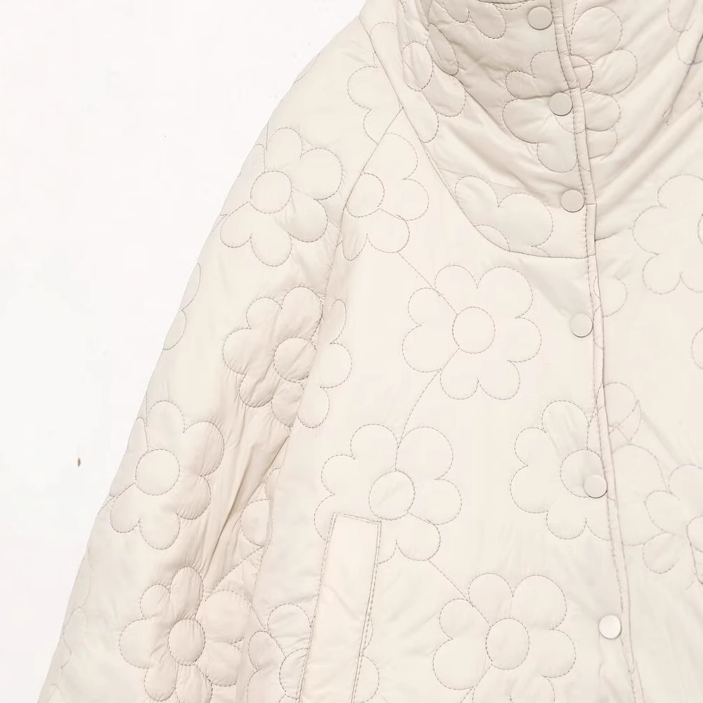 Damenbekleidung Herbst Winter neue blumenbedruckte Baumwolljacke_voghion.com