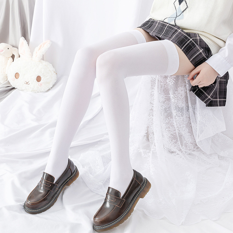 加长长筒过膝袜小腿袜制服白色黑色丝袜日系大腿袜高筒袜女学院|undefined