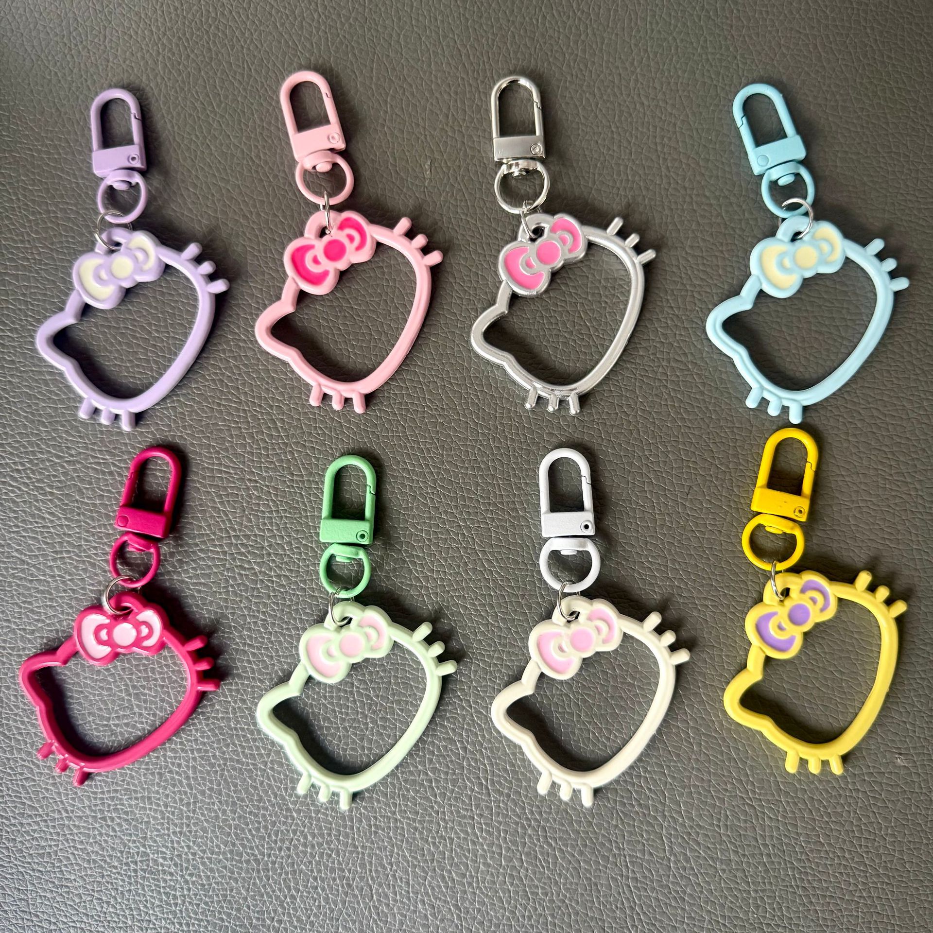 Ins Colorful Cartoon Cut Out Cat Keychain Cute Kitten Mobile Phone Bag Decoration Accessories Headphone Set Pendant