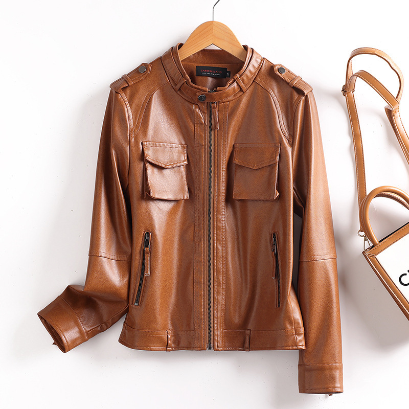 Haining Leather Jacket Women's 2025 New Motorcycle Leather Jacket Women's Leather Jacket Autumn Style 502 Haining Leather Jacket Women's 2025 New Motorcycle Leather Jacket Women's Leather Jacket Autumn Style 502