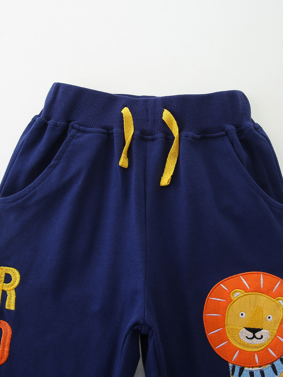 Estilo europeo y americano pantalones deportivos para niños otoño nuevos pantalones infantiles de algodón de punto bordado parche de pantalones casuales para niños image 6