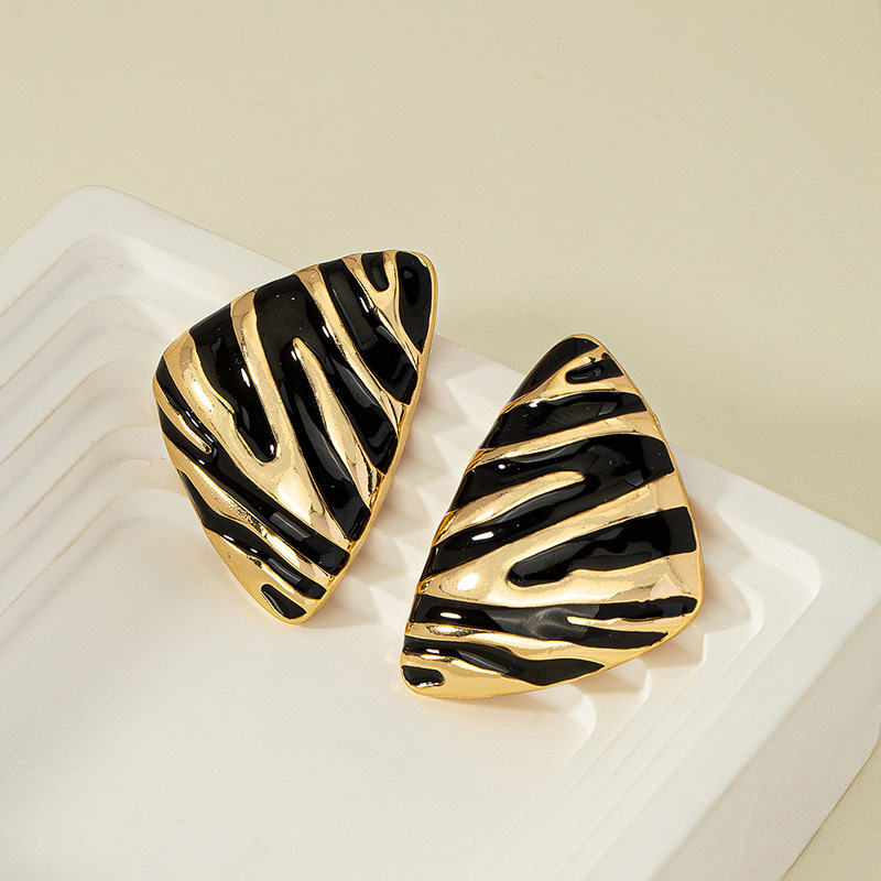 Color Block Pattern 1 Pair Vintage Style Color Block Plating Alloy Ear Studs