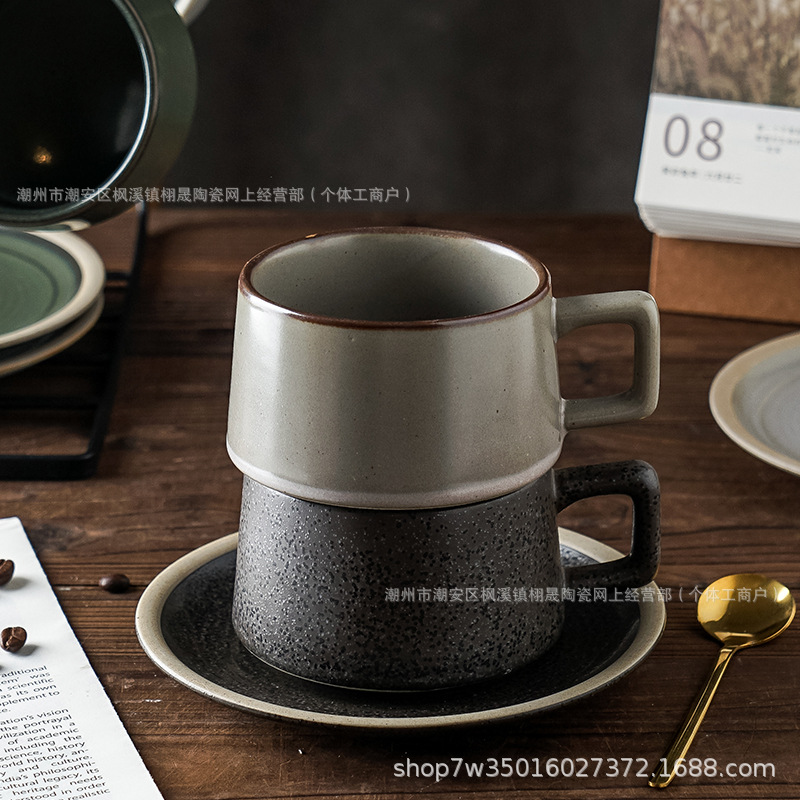 Tazas de café vintage, platos, tazas de cerámica gruesa, tazas de flores, tazas de café caseras de alta calidad, tazas de café con latte