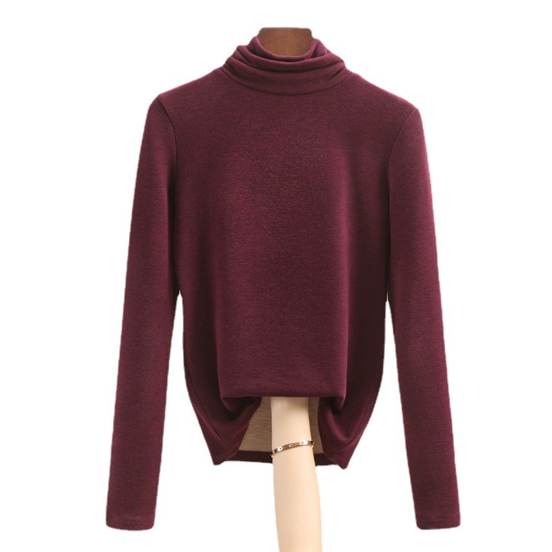 Woolen body-friendly demi-season fleece thermal underwear, high collar, city style