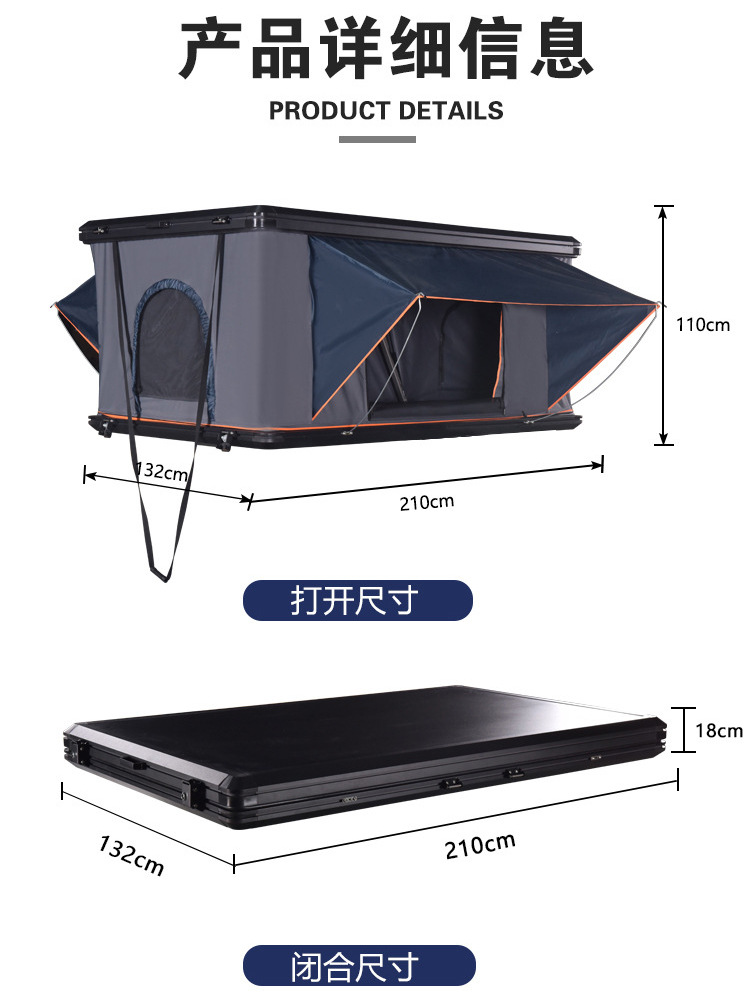 Casa de carpa de techo de doble casco duro totalmente automática plegable helicóptero montado en vehículo SUV camping al aire libre autoconductor