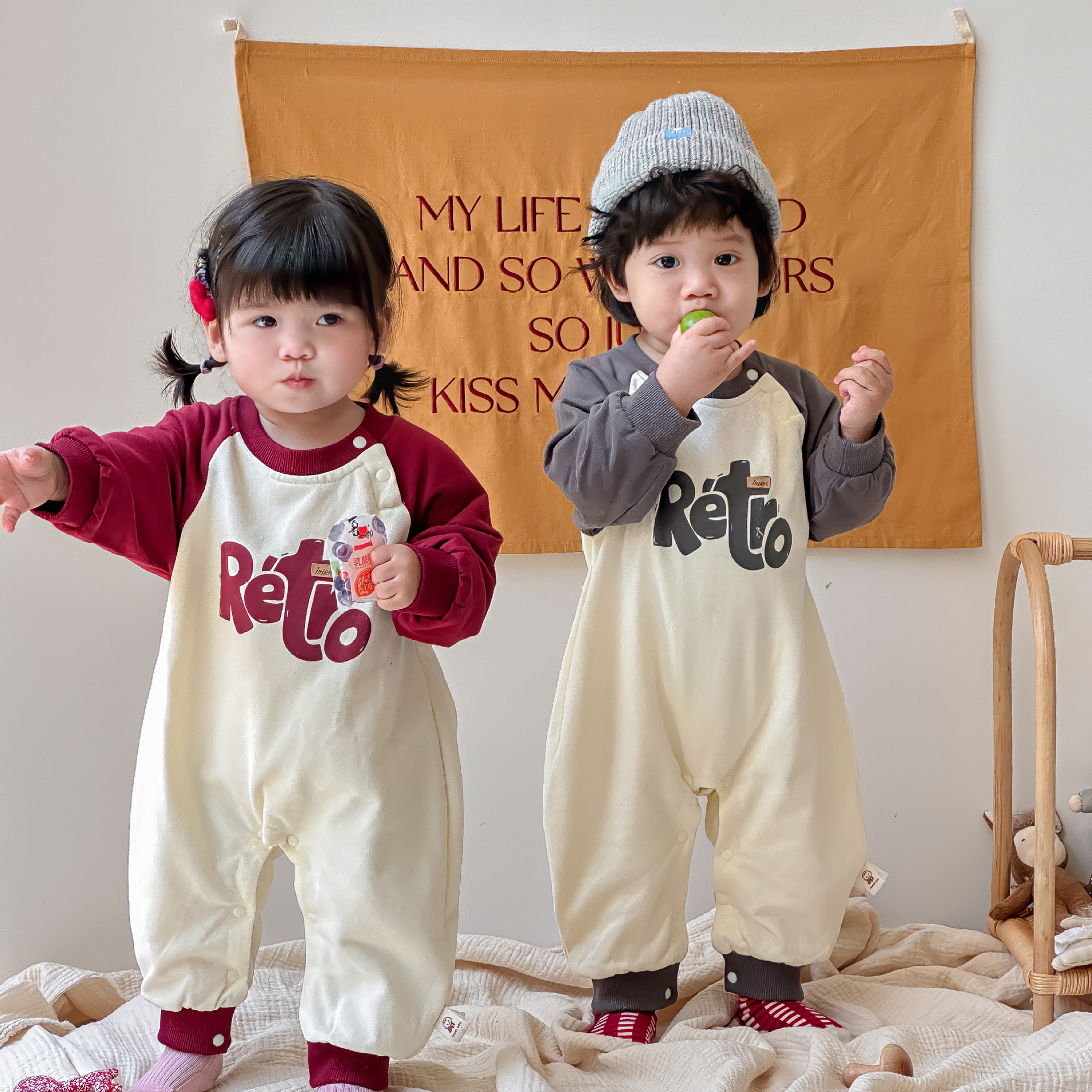 Ropa de bebé 0-3 años bebé bebé tipo mameluco traje de escalada otoño manga larga forro de algodón bebé mono