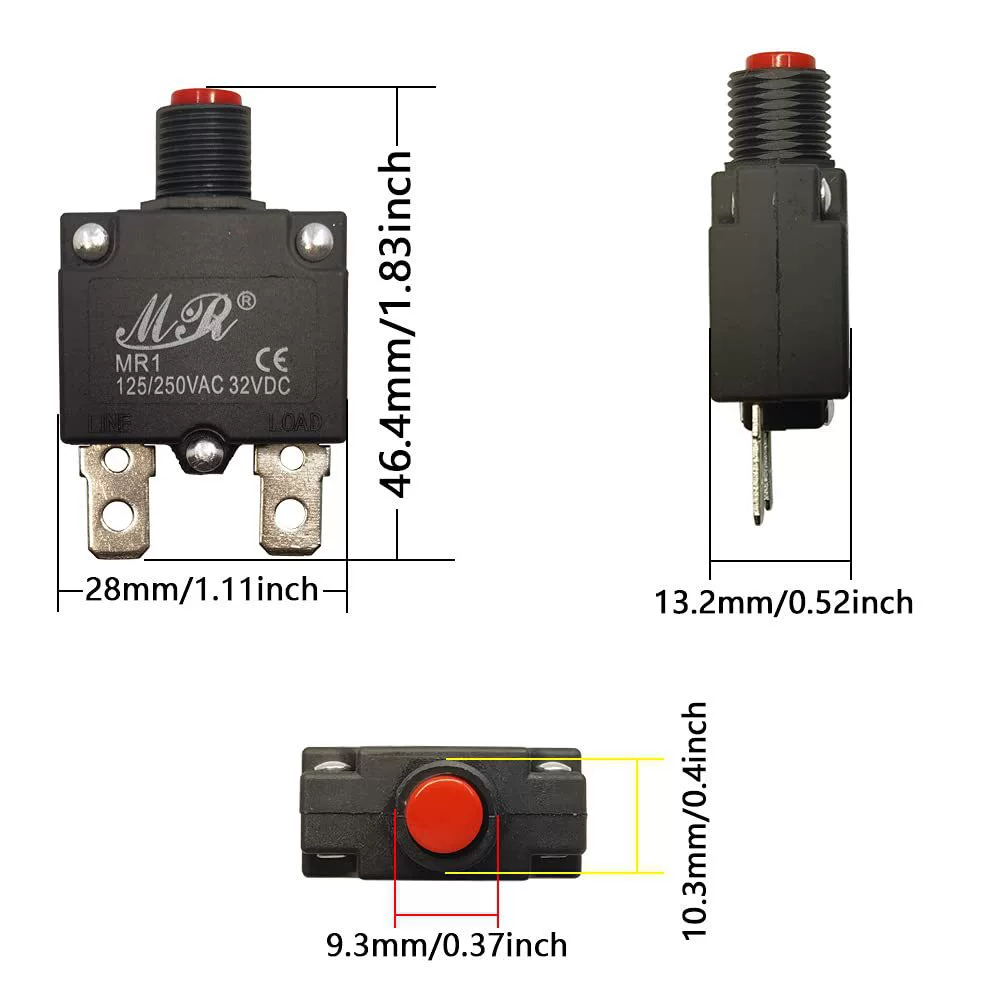 Protective red button, 32, 125v, 250v, (Physicals)