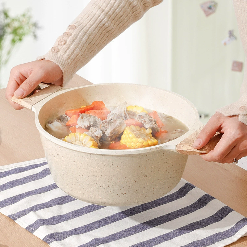 Суповая кастрюля с антипригарным покрытием, суповая кастрюля с двойным дном большой емкости из медицинского камня, бытовая кастрюля для приготовления на пару и тушения, универсальная корейская кастрюля для рамэна для жарки и приготовления пищи