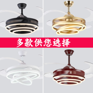 Fan Light for Home Use in Large Living Rooms, with Retractable Blades, Universal Headlight Track, Led for Bedroom and Dining Room, Smart Control