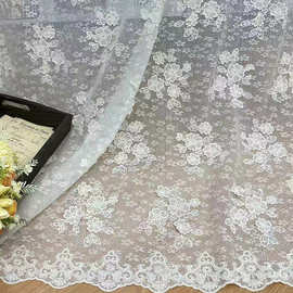绣花布蕾丝提花天丝布料棉线服装连衣裙镂空立体刺绣面料衬衣服装