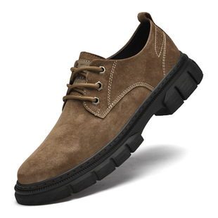 2025 Spring Men's Outdoor Men's Work Shoes British Men's Shoes Casual Shoes Cowhide Lace-Up Big Leather Shoes Cross-Border
