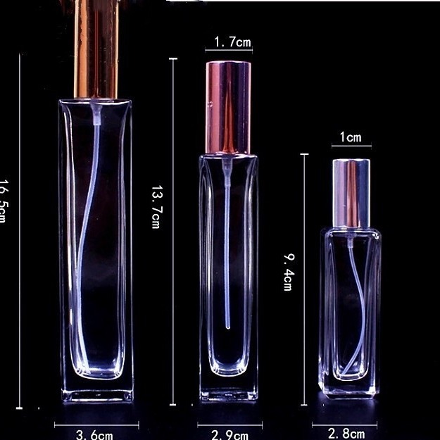 厂家、玻璃香水瓶透明方形香水瓶精油喷雾玻璃瓶化妆品瓶可logo