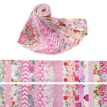 跨境新款粉色纯棉织物果冻卷全棉小清晰碎花长条绗缝拼接工艺面料