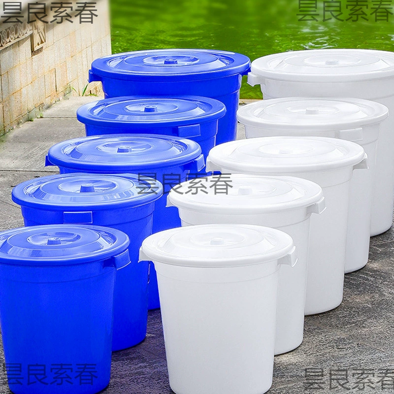 Пластиковое ведро, утолщенное ведро для воды, пищевое бытовое ведро для хранения воды, большое белое ведро, большое, очень большая емкость, круглое ведро для брожения
