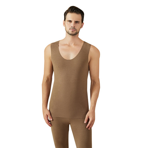 Men's Velvet Vest Men's Plus Velvet Thermal Underwear Self-heating Thermal Tops Antibacterial Autumn Clothes Mask Clothes Wholesale